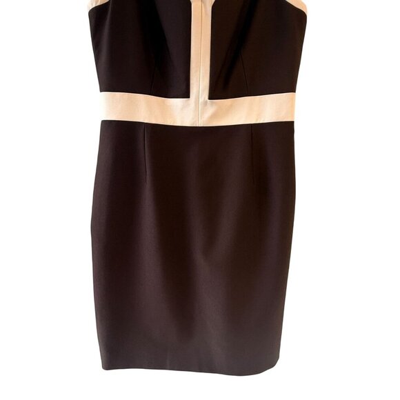 Worth New York Sleeveless V-Neck Colorblock Sheath Dress Brown Cream Size 12 - Picture 5 of 7
